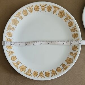 Corelle Floral Gold and White Dinner Plate
